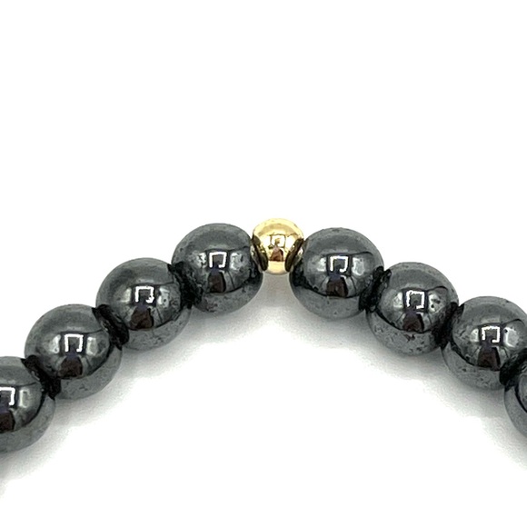 HAND CRAFTED Stretch Bracelet with Fuchsia Geode and Black Hematite - Picture 6 of 7